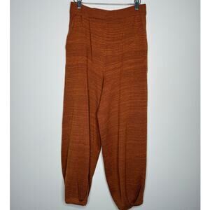 FP Beach Lounge Pants Linen Blend Rust Boho Relaxed Travel Knit L